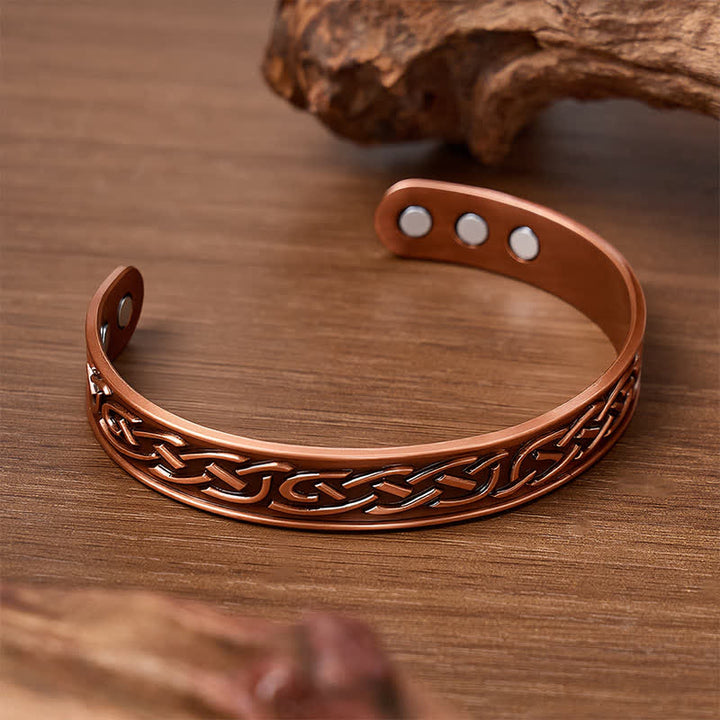 Rose Flower Copper Magnetic Healing Open Cuff Bracelet - image 2