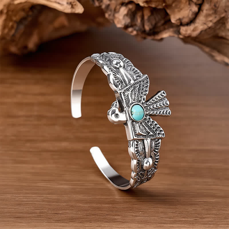 Western Eagle Thunderbird Turquoise Open Cuff Bracelet - image 1