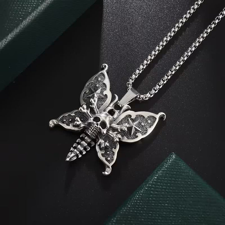 Nocturne Skull Butterfly Gothic Moth With Star Wings Necklace - image 6
