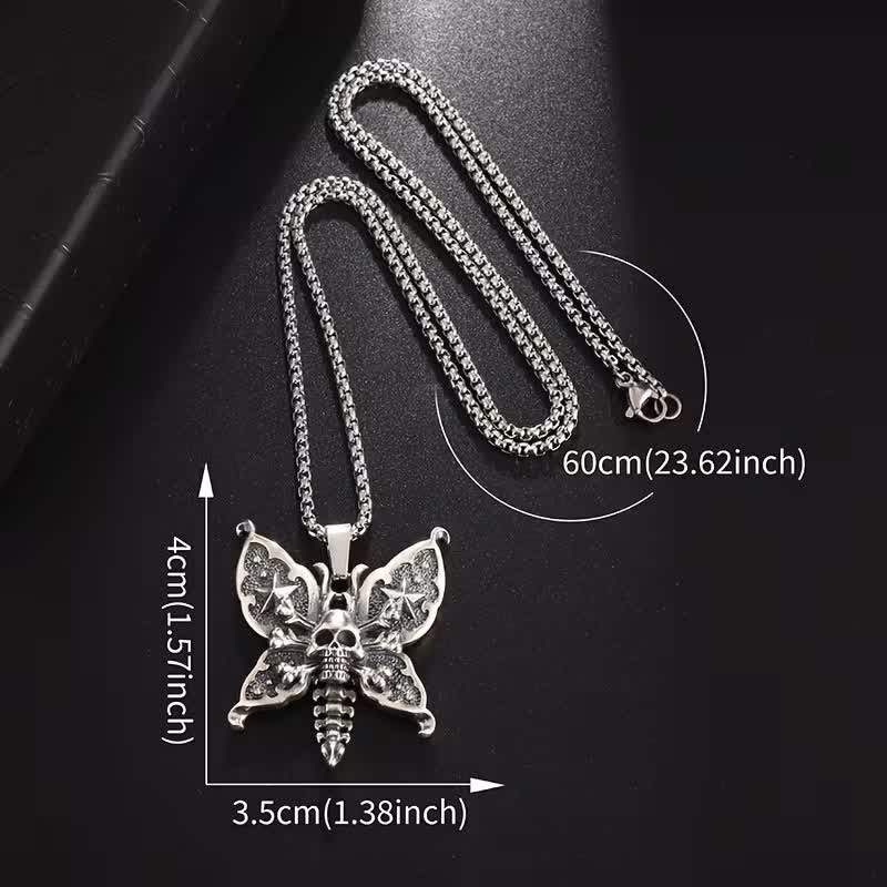Nocturne Skull Butterfly Gothic Moth With Star Wings Necklace - image 8