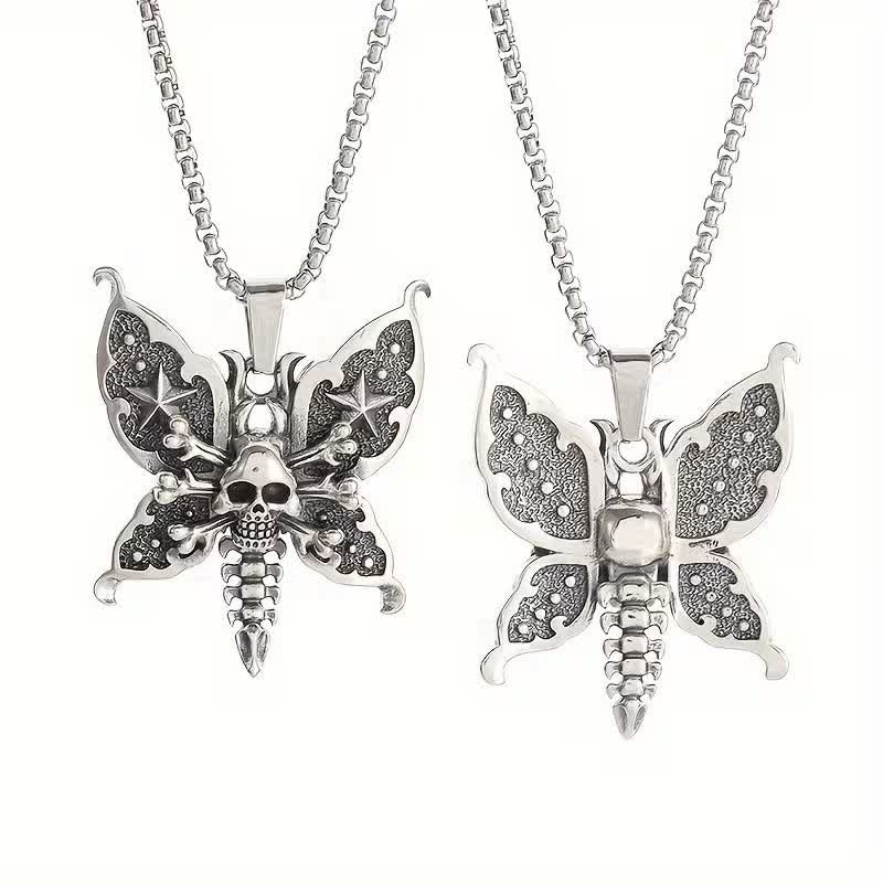Nocturne Skull Butterfly Gothic Moth With Star Wings Necklace - image 9