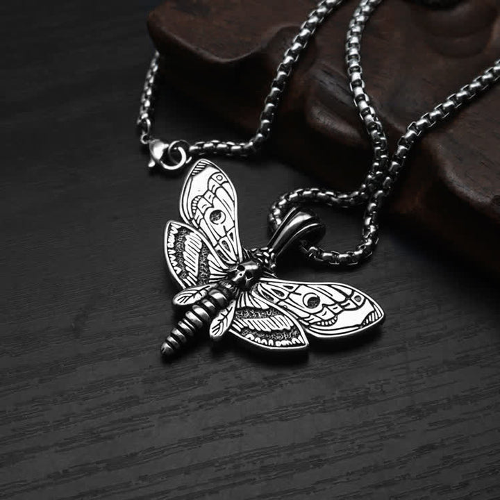 Unisex Gothic Punk The Death's Head Moth Necklace - Silver - image 0
