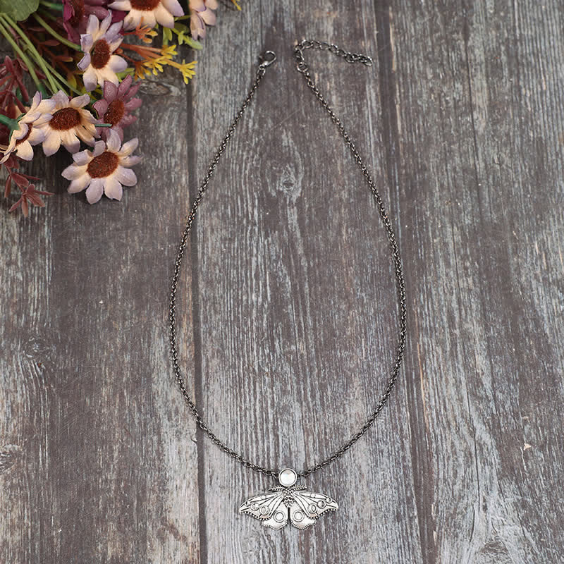 Moth & Moon Phases Death Moth Pendant Necklace - image 1