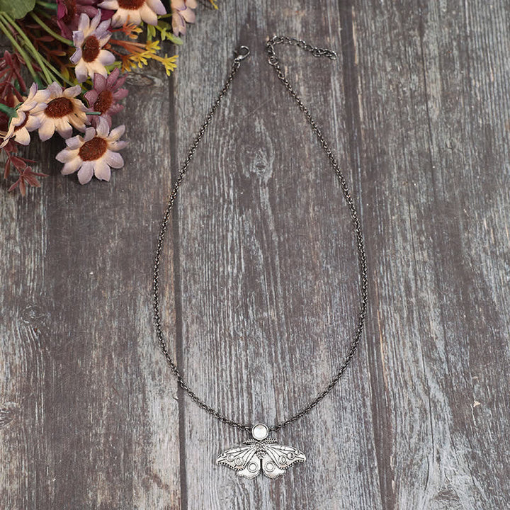 Moth & Moon Phases Death Moth Pendant Necklace - image 1