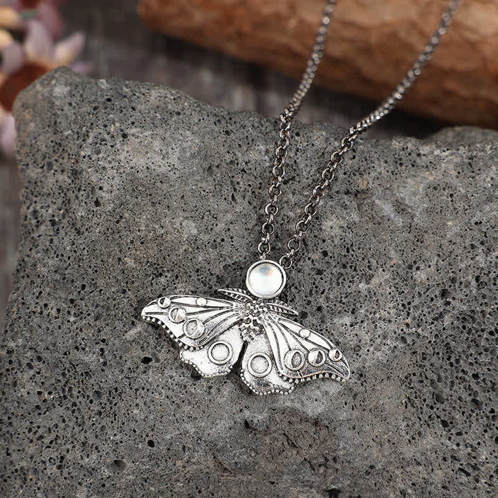 Moth & Moon Phases Death Moth Pendant Necklace - image 2