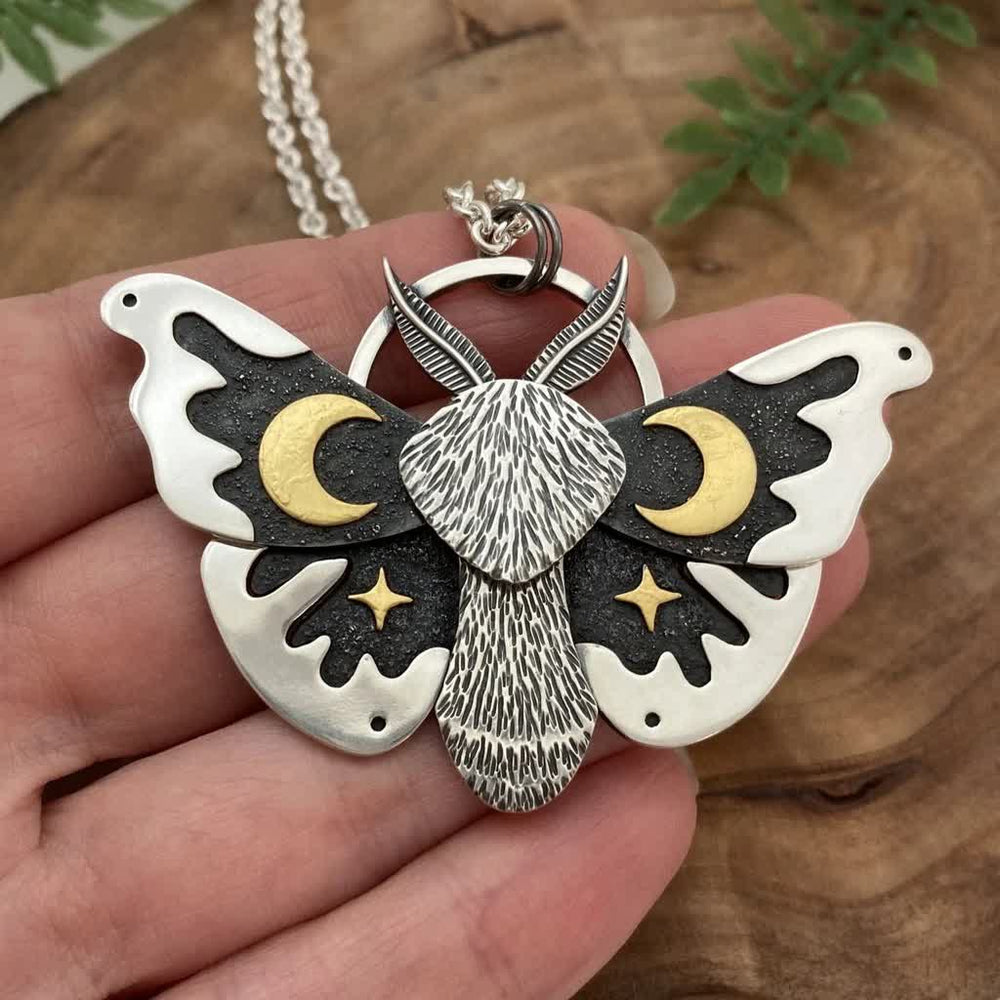 Gothic Moons & Stars Celestial Luna Moth Necklace - image 1