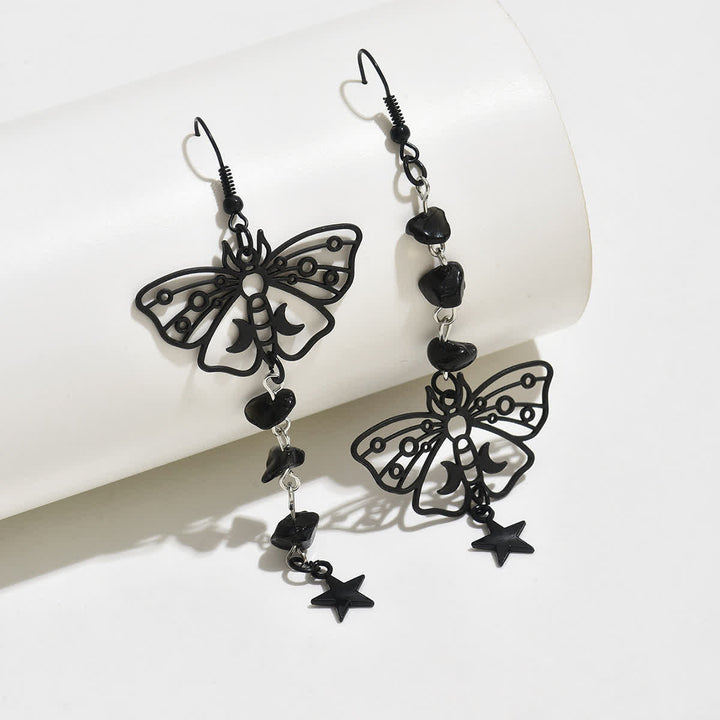 Luna Moth Celestial Moon & Star Dangle Crystal Earrings - image 5