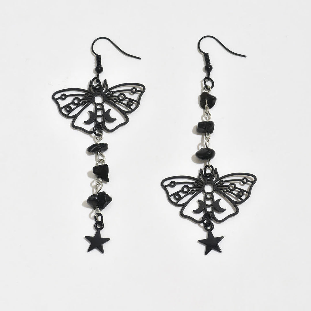 Luna Moth Celestial Moon & Star Dangle Crystal Earrings - image 6