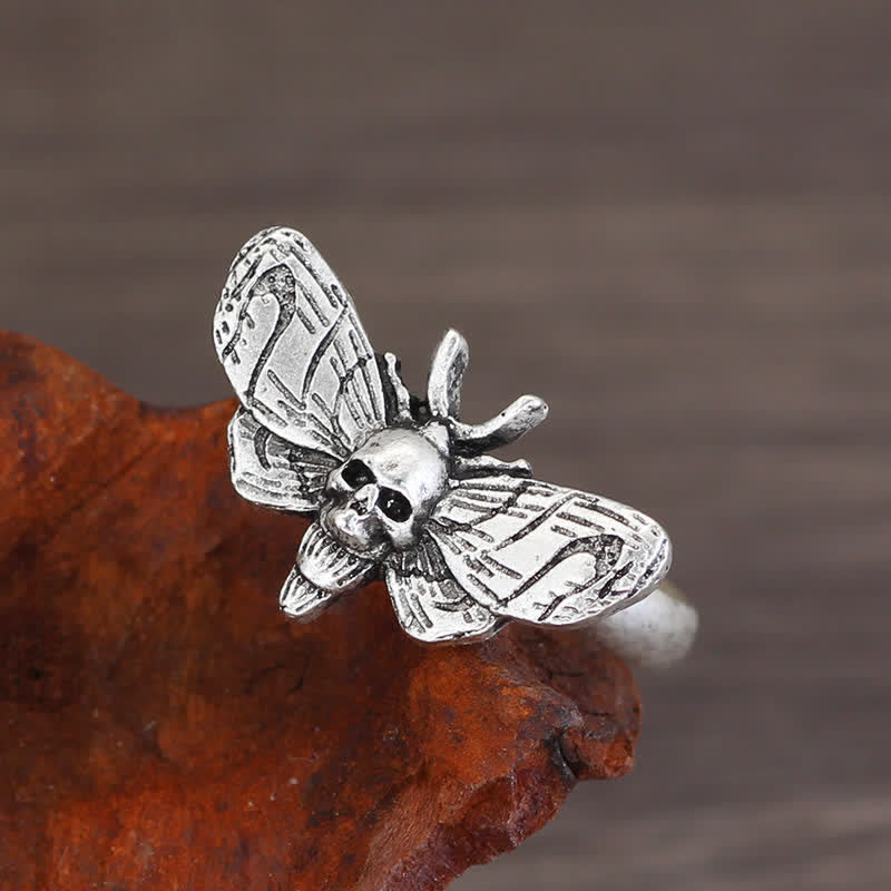 Death Skull Moth Gothic Statement Opening Ring Collection - Style #5 - image 11