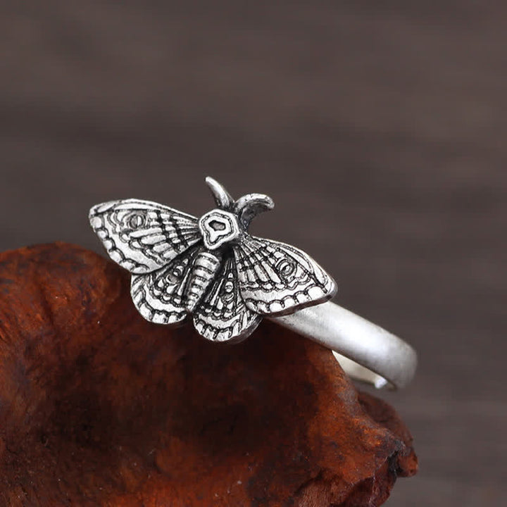 Death Skull Moth Gothic Statement Opening Ring Collection - image 10