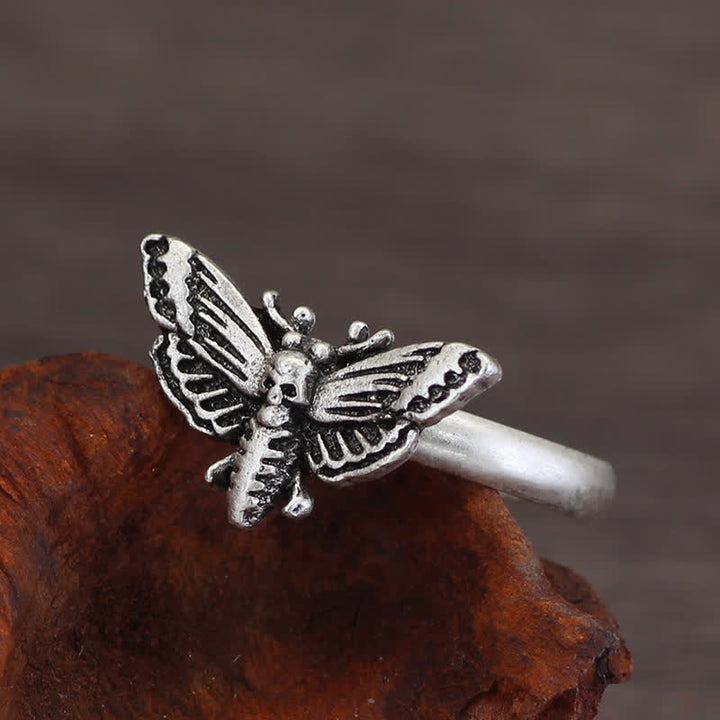 Death Skull Moth Gothic Statement Opening Ring Collection - image 2