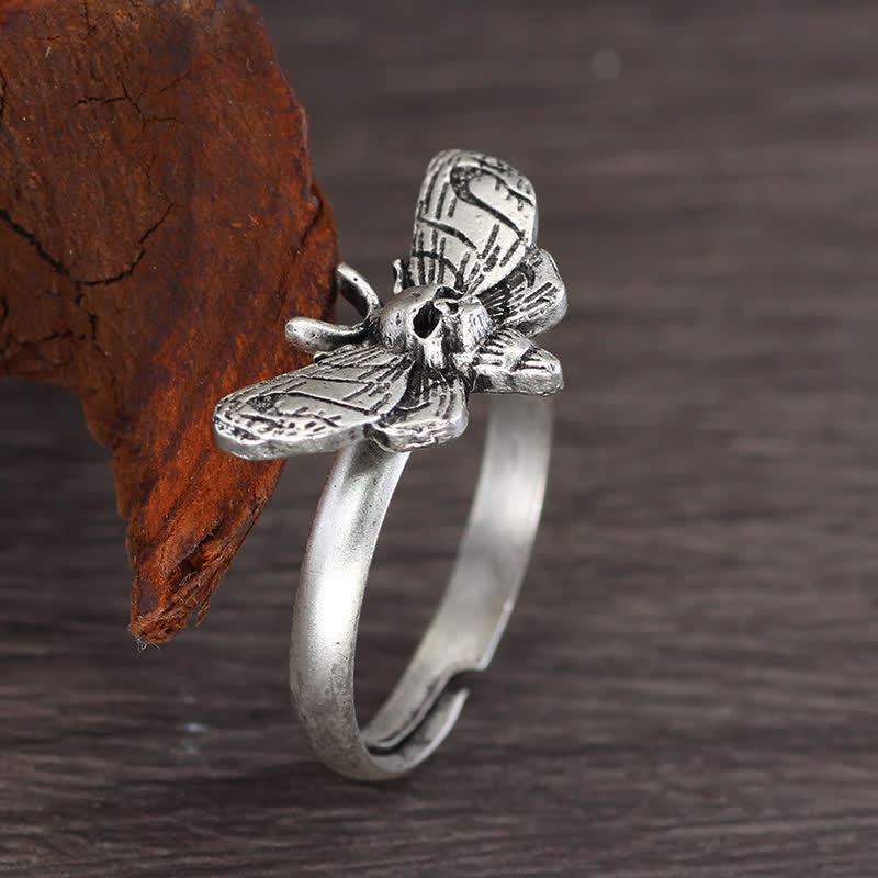 Death Skull Moth Gothic Statement Opening Ring Collection - image 4