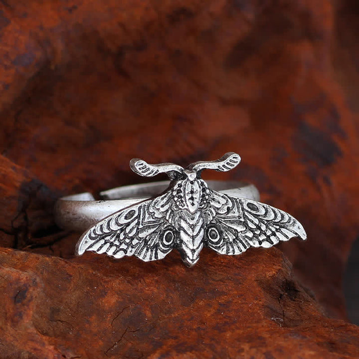 Death Skull Moth Gothic Statement Opening Ring Collection - image 6