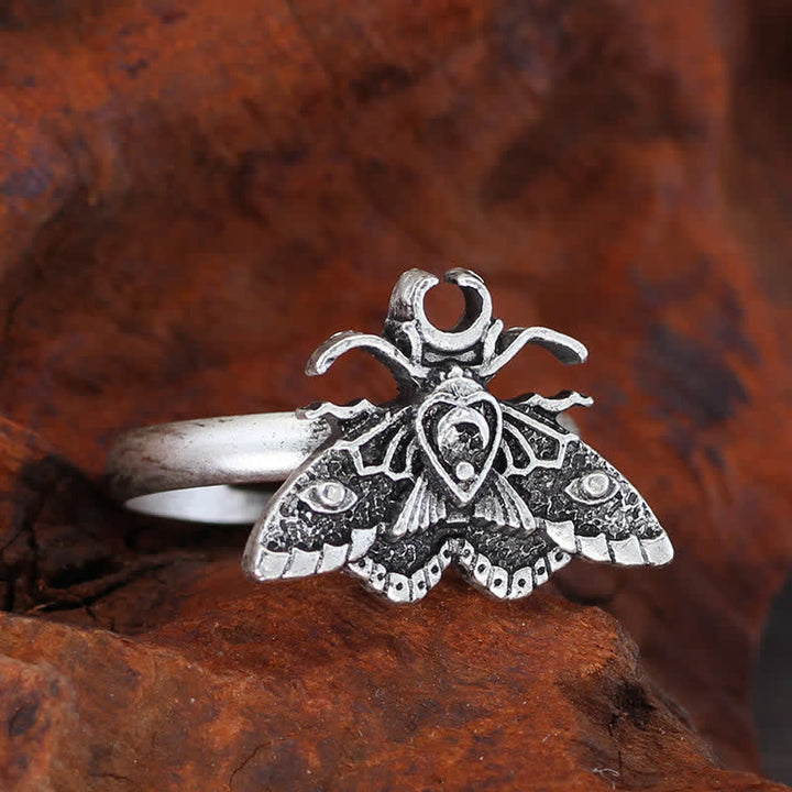 Death Skull Moth Gothic Statement Opening Ring Collection - image 8