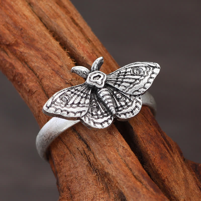 Death Skull Moth Gothic Statement Opening Ring Collection - Style #4 - image 9