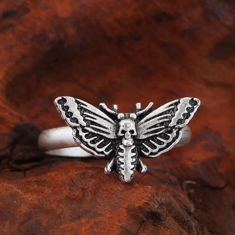 Death Skull Moth Gothic Statement Opening Ring Collection - image 3