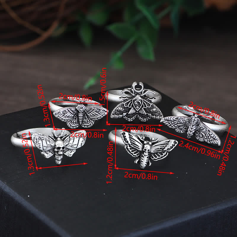 Death Skull Moth Gothic Statement Opening Ring Collection - image 13
