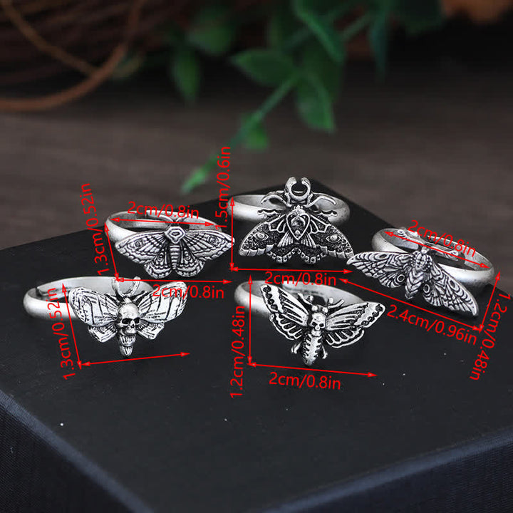 Death Skull Moth Gothic Statement Opening Ring Collection - image 13