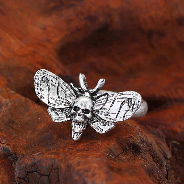 Death Skull Moth Gothic Statement Opening Ring Collection - image 12