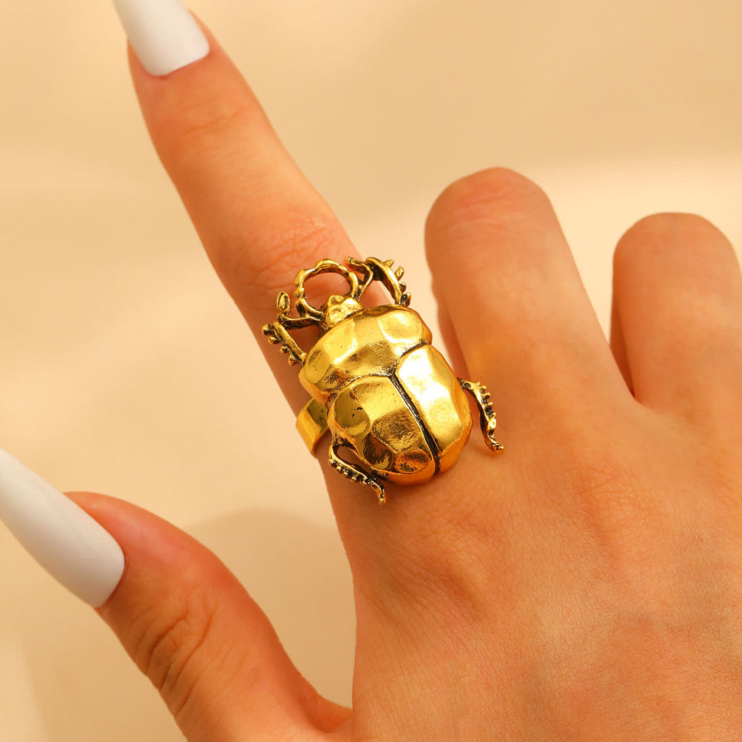 Scarab Beetle & Cicada Insect Opening Ring Collection - Beetle - Gold - image 8