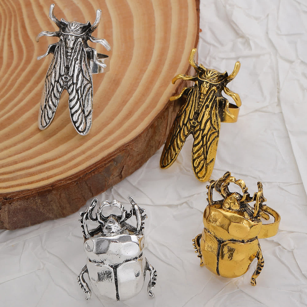 Scarab Beetle & Cicada Insect Opening Ring Collection - image 1