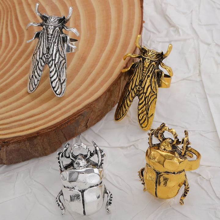 Scarab Beetle & Cicada Insect Opening Ring Collection - image 1