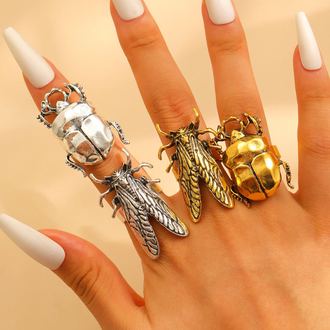 Scarab Beetle & Cicada Insect Opening Ring Collection - image 0