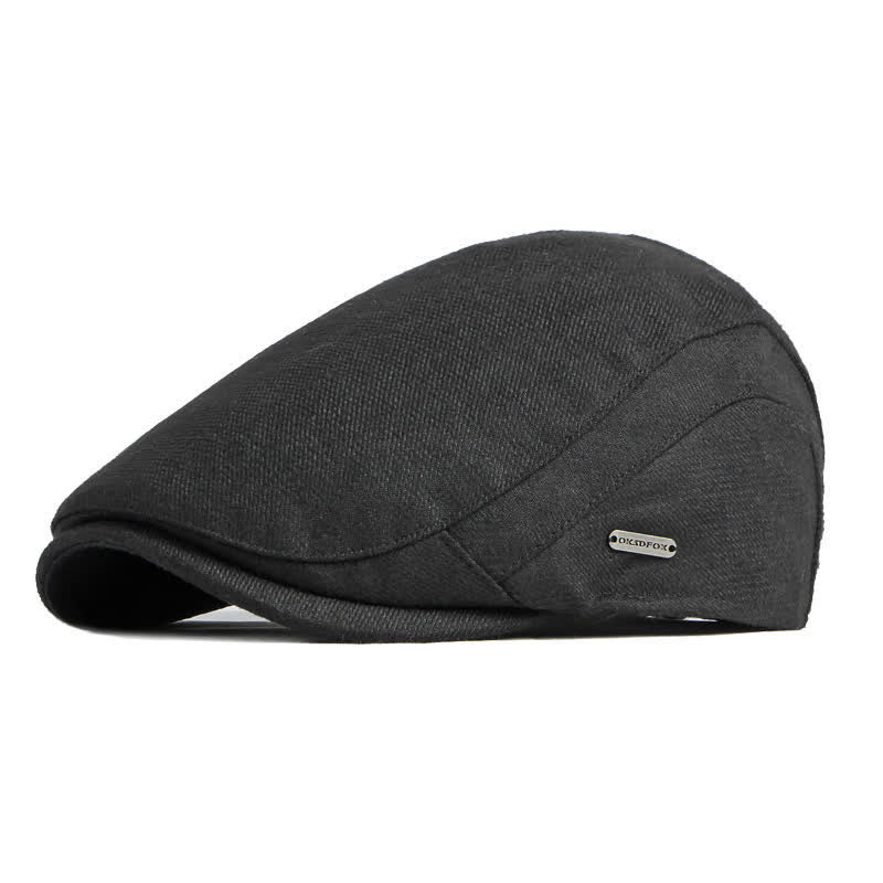 Heritage British Style Tweed Texture Flat Top Beret Hat - Black - Adjustable (21 5/8"-23 1/4") - image 10