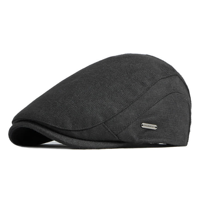 Heritage British Style Tweed Texture Flat Top Beret Hat - Black - Adjustable (21 5/8"-23 1/4") - image 10