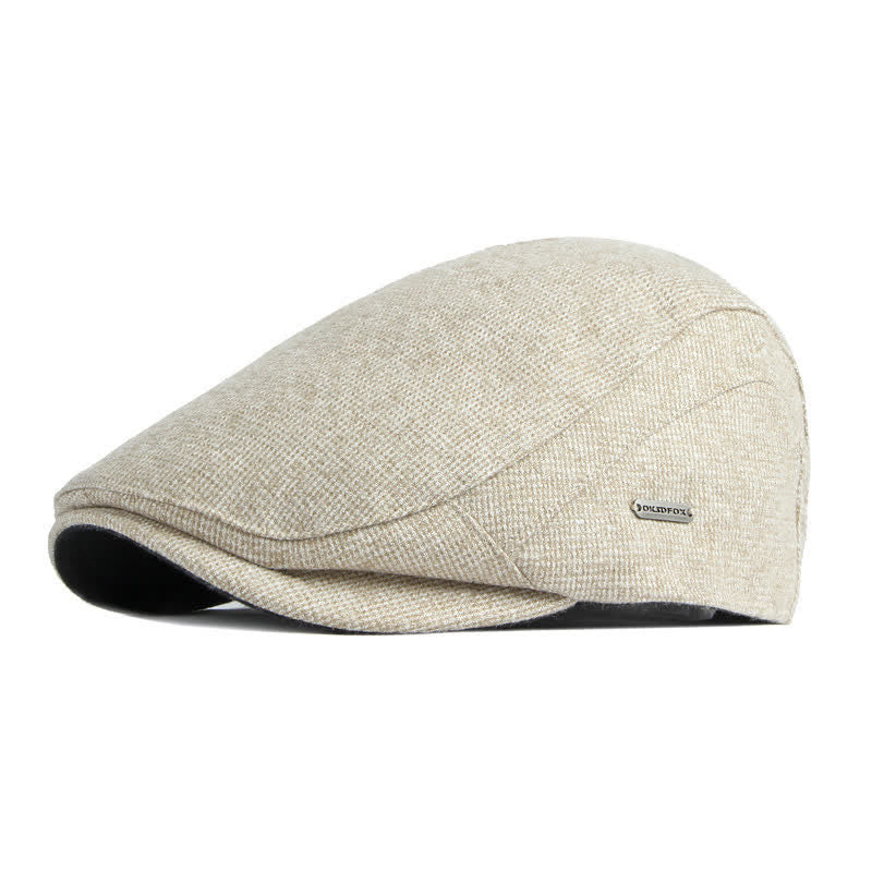 Heritage British Style Tweed Texture Flat Top Beret Hat - Beige - Adjustable (21 5/8"-23 1/4") - image 0