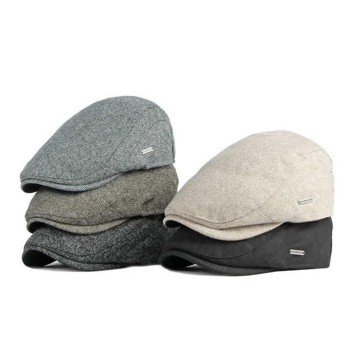 Heritage British Style Tweed Texture Flat Top Beret Hat - image 1