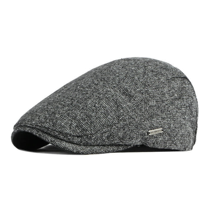 Heritage British Style Tweed Texture Flat Top Beret Hat - Dark Gray - Adjustable (21 5/8"-23 1/4") - image 2