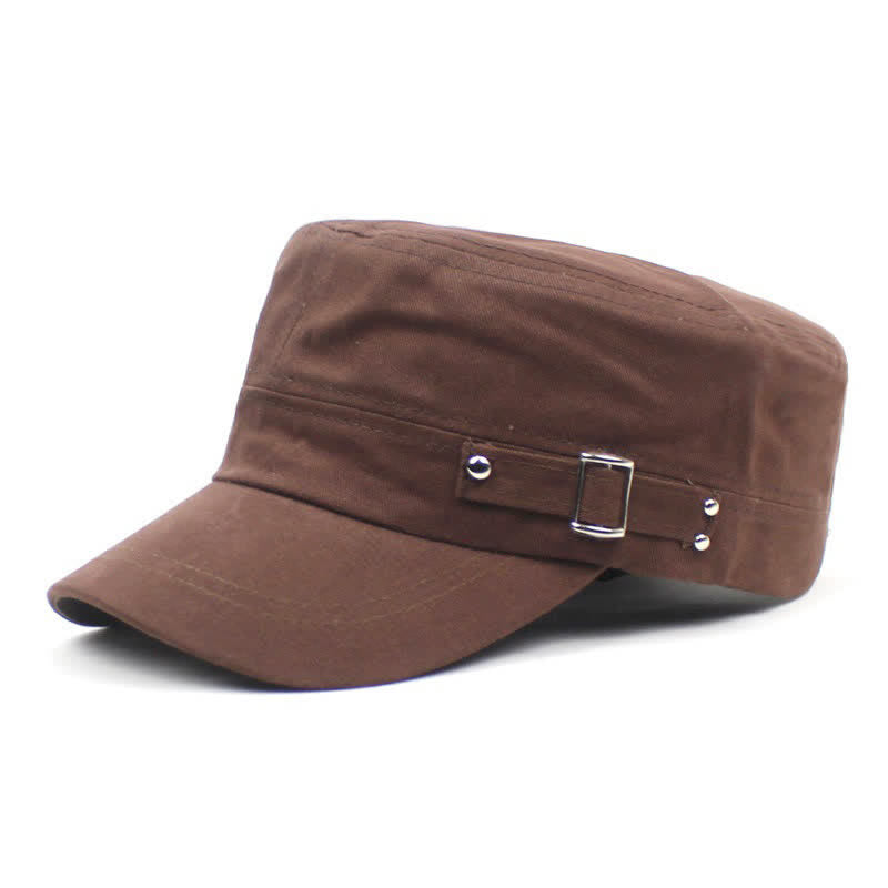 Iconic Military Cotton Cadet Cap With Side Buckle Strap - Coffee - M (22"-22 7/8") - image 3