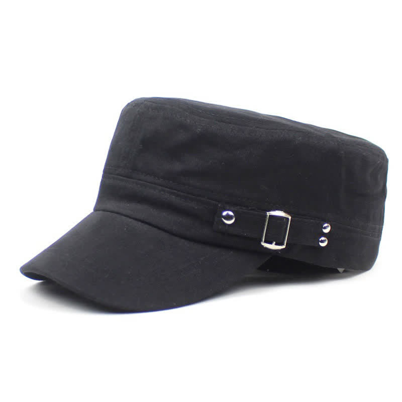 Iconic Military Cotton Cadet Cap With Side Buckle Strap - Black - M (22"-22 7/8") - image 1