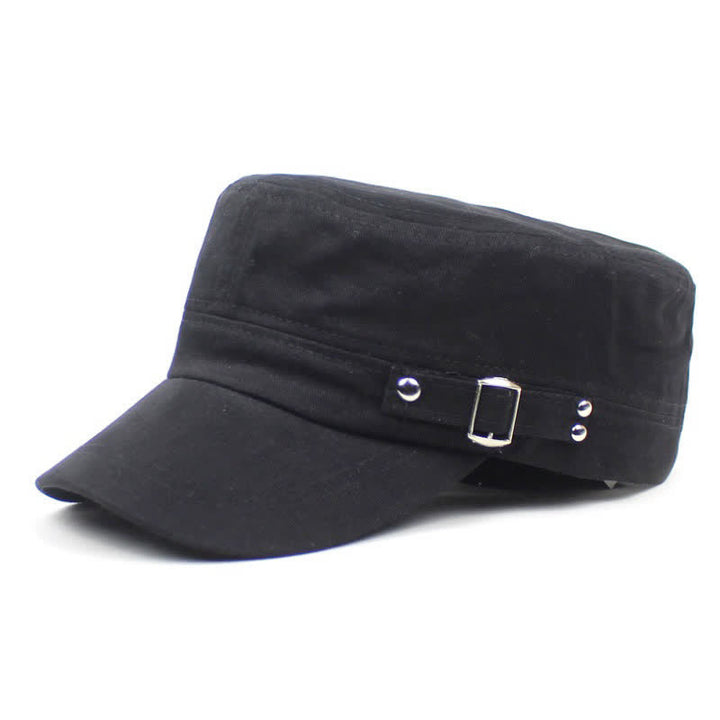 Iconic Military Cotton Cadet Cap With Side Buckle Strap - Black - M (22"-22 7/8") - image 1
