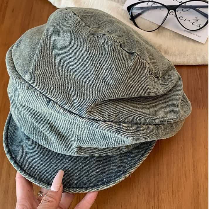 Artistic Olive Grey Washed Cotton Slouchy Beret - image 3