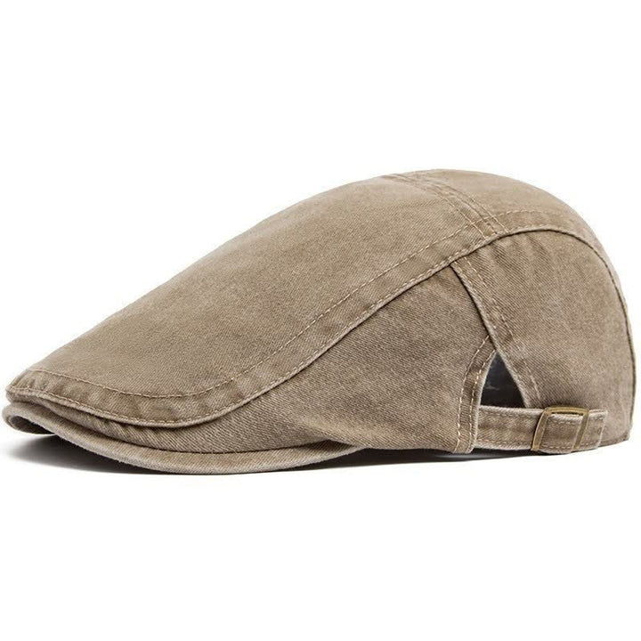 Retro Workwear-Inspired Washed Cotton Beret For Everyday - Khaki - Adjustable (21 5/8"-23 5/8") - image 7