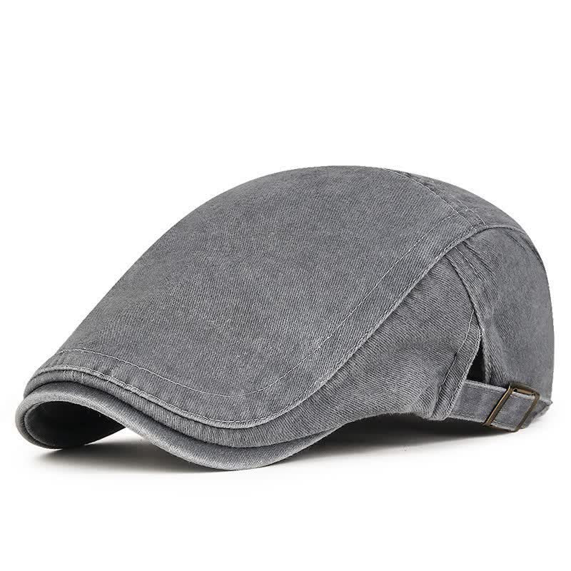 Retro Workwear-Inspired Washed Cotton Beret For Everyday - Gray - Adjustable (21 5/8"-23 5/8") - image 8