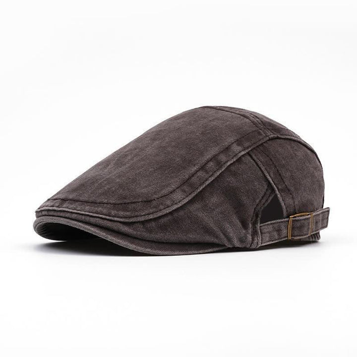 Retro Workwear-Inspired Washed Cotton Beret For Everyday - Coffee - Adjustable (21 5/8"-23 5/8") - image 11