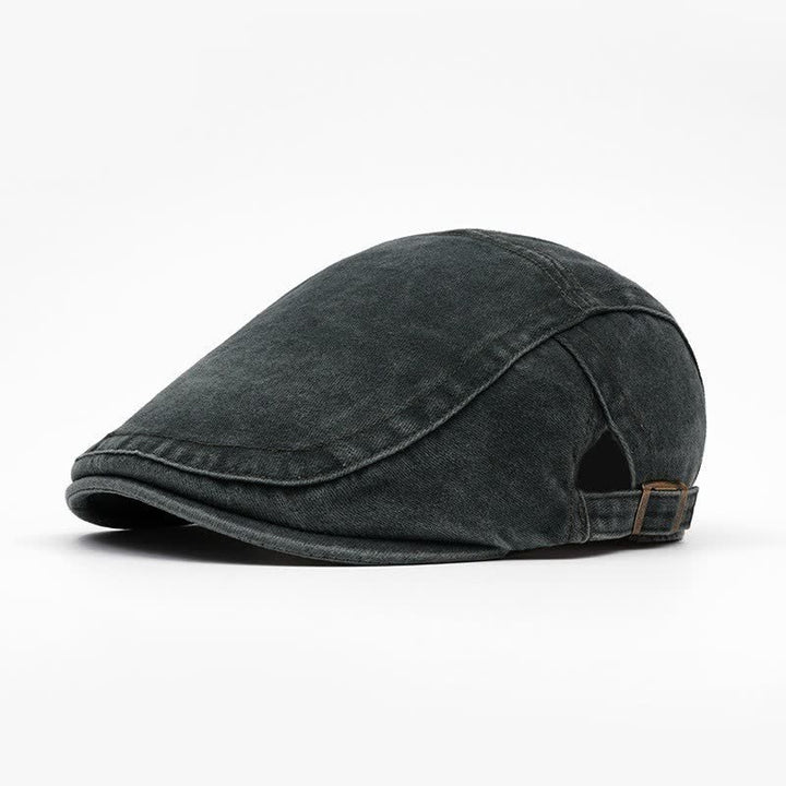 Retro Workwear-Inspired Washed Cotton Beret For Everyday - Dark Green - Adjustable (21 5/8"-23 5/8") - image 10