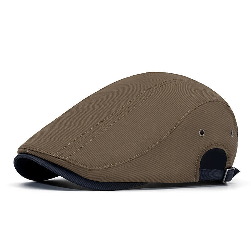 Urban Driving Cap Pinstripe Flat Beret With Adjustable Strap - Coffee - Adjustable (22"-24") - image 10