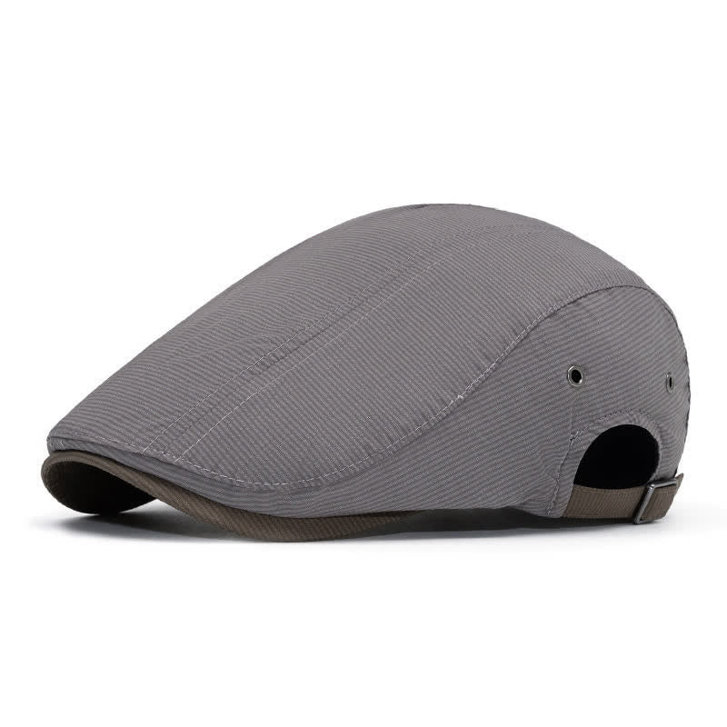 Urban Driving Cap Pinstripe Flat Beret With Adjustable Strap - Medium Gray - Adjustable (22"-24") - image 1