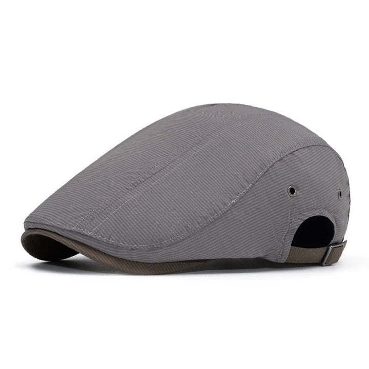 Urban Driving Cap Pinstripe Flat Beret With Adjustable Strap - Medium Gray - Adjustable (22"-24") - image 1
