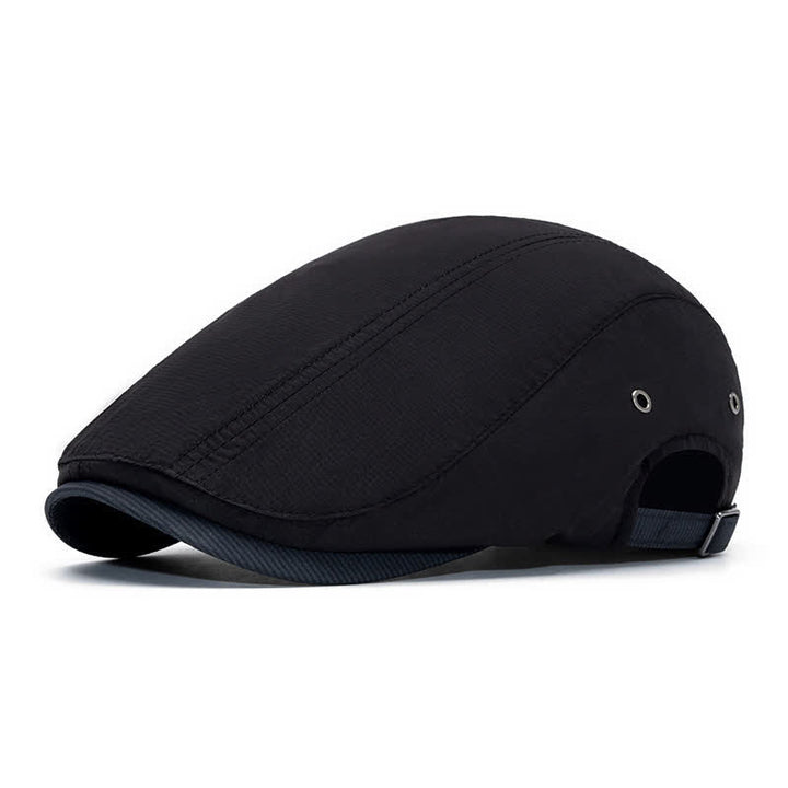 Urban Driving Cap Pinstripe Flat Beret With Adjustable Strap - Black - Adjustable (22"-24") - image 8