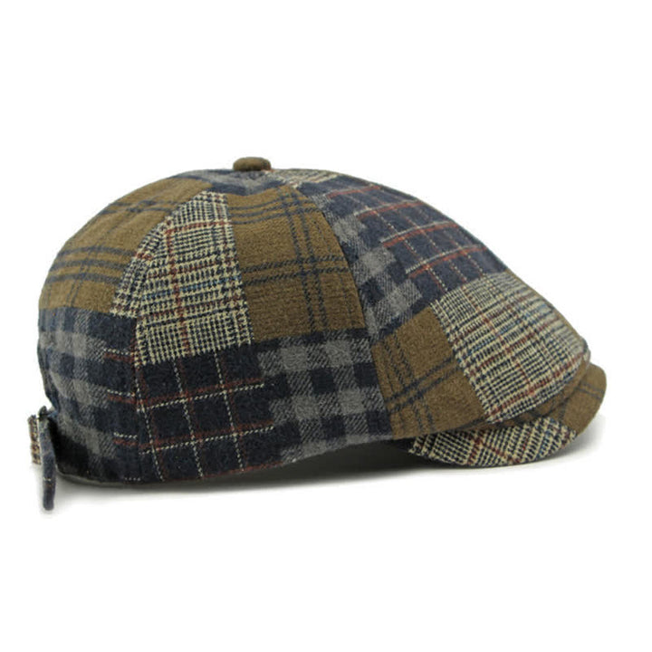 Patchwork Plaid Houndstooth Warm Newsboy Ivy Beret - image 3