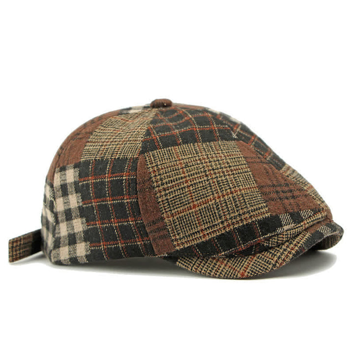 Patchwork Plaid Houndstooth Warm Newsboy Ivy Beret - image 7