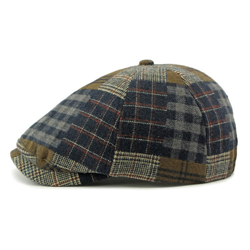 Patchwork Plaid Houndstooth Warm Newsboy Ivy Beret - image 2
