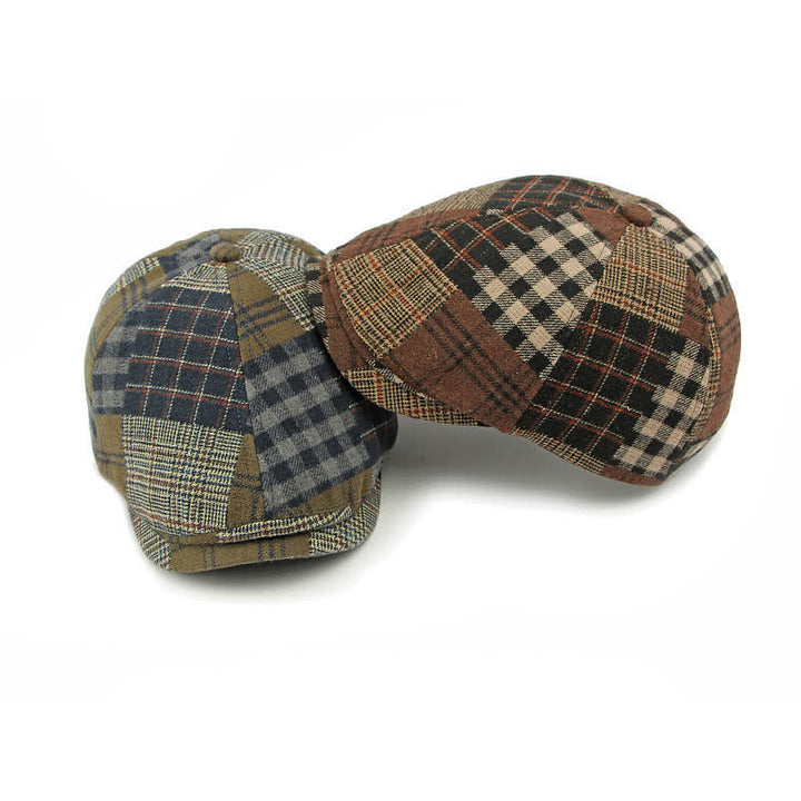 Patchwork Plaid Houndstooth Warm Newsboy Ivy Beret - image 5
