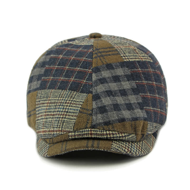Patchwork Plaid Houndstooth Warm Newsboy Ivy Beret - image 1