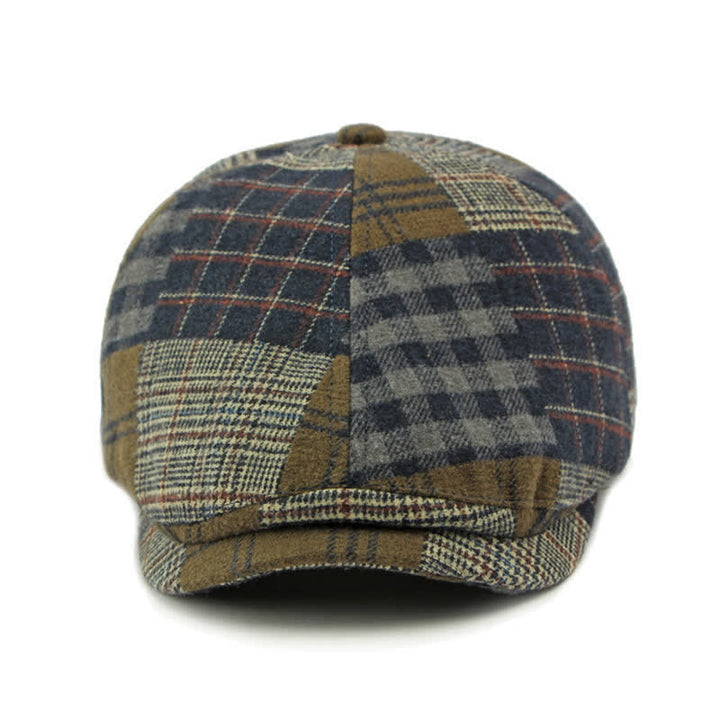 Patchwork Plaid Houndstooth Warm Newsboy Ivy Beret - image 1